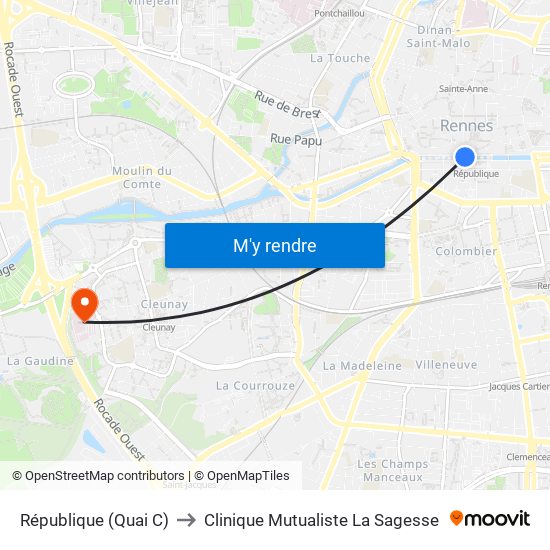 République (Quai C) to Clinique Mutualiste La Sagesse map