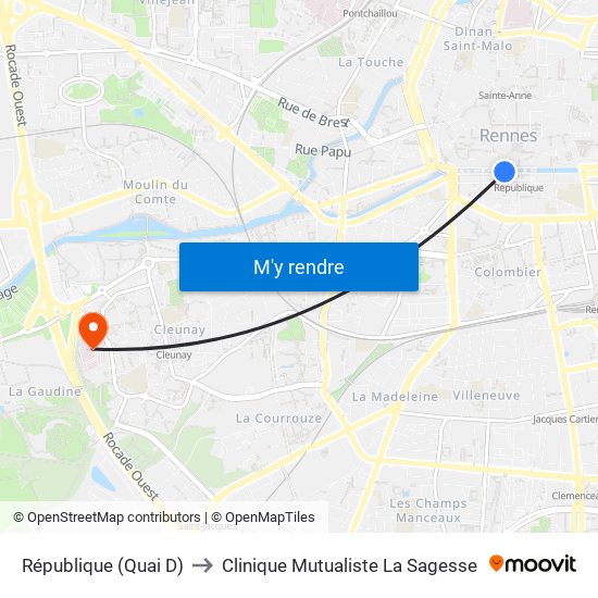 République (Quai D) to Clinique Mutualiste La Sagesse map