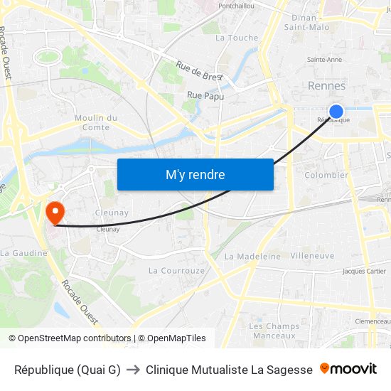 République (Quai G) to Clinique Mutualiste La Sagesse map
