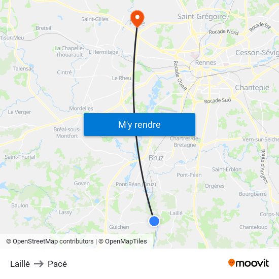Laillé to Pacé map
