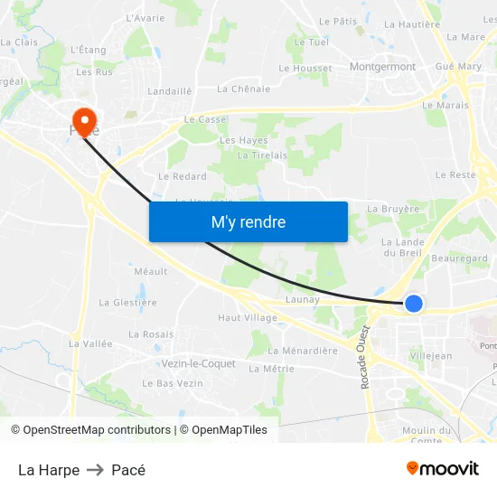 La Harpe to Pacé map