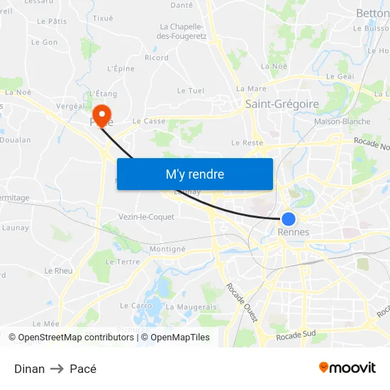 Dinan to Pacé map