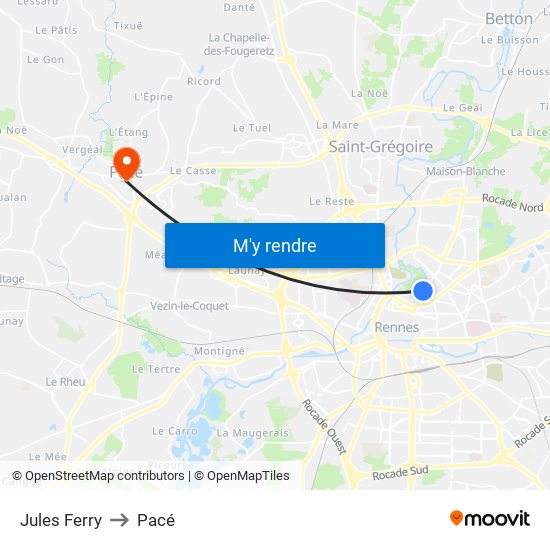 Jules Ferry to Pacé map
