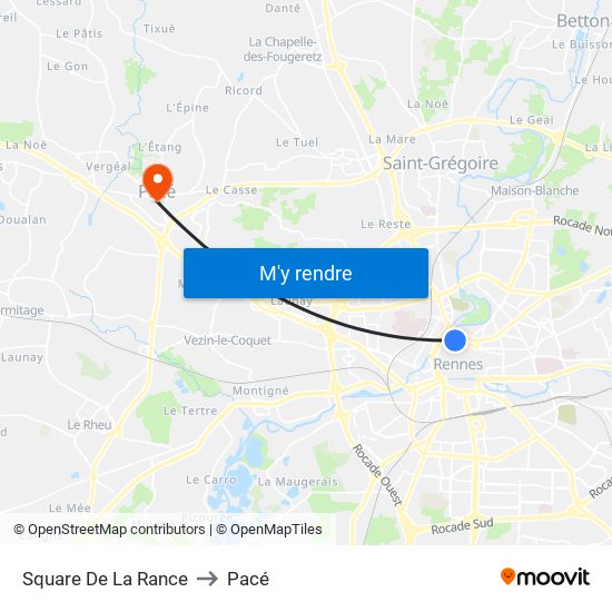 Square De La Rance to Pacé map