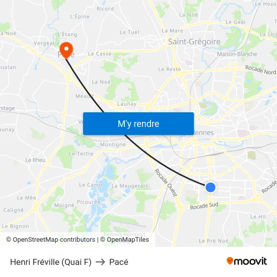 Henri Fréville (Quai F) to Pacé map