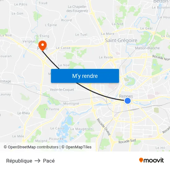 République to Pacé map