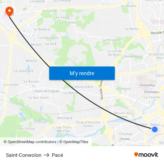 Saint-Conwoïon to Pacé map
