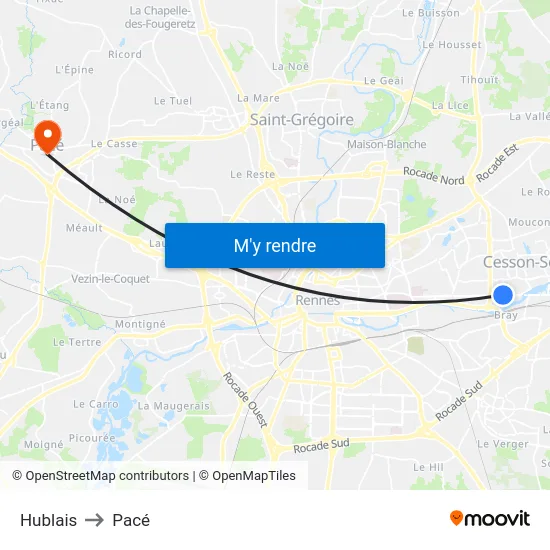 Hublais to Pacé map