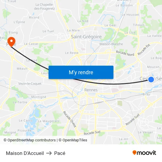 Maison D'Accueil to Pacé map