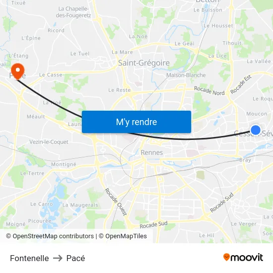 Fontenelle to Pacé map
