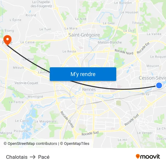 Chalotais to Pacé map