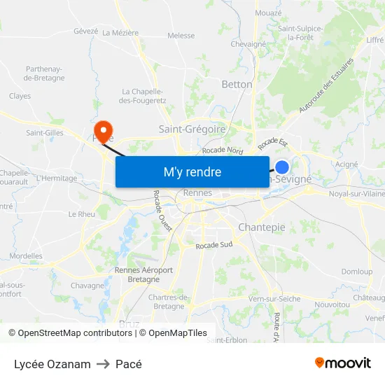Lycée Ozanam to Pacé map
