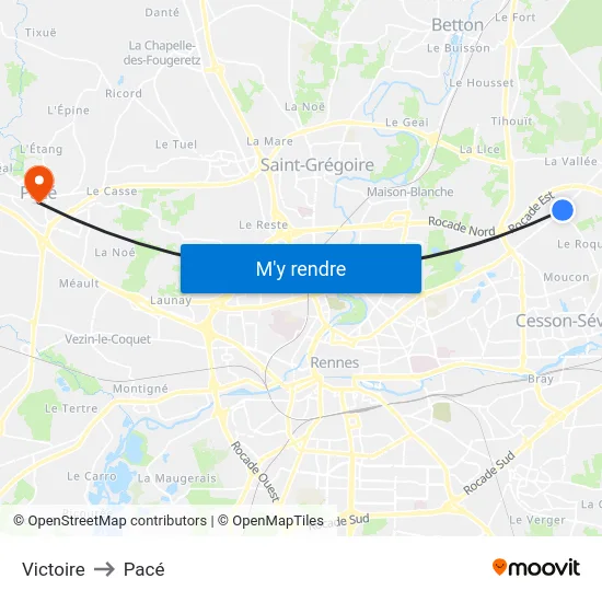 Victoire to Pacé map