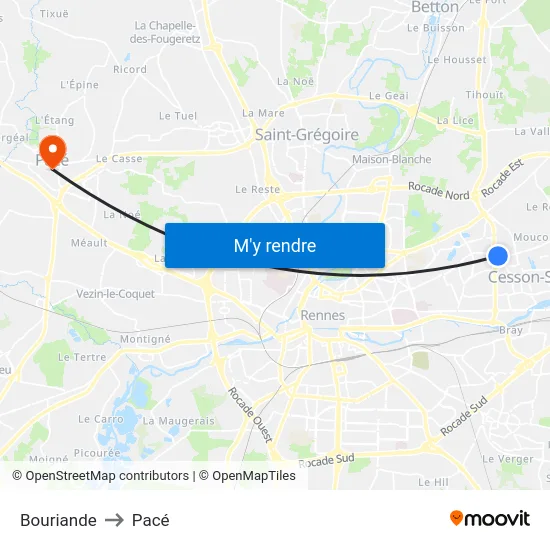 Bouriande to Pacé map