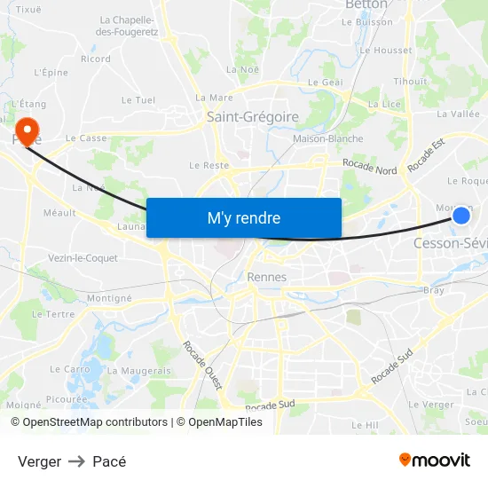 Verger to Pacé map