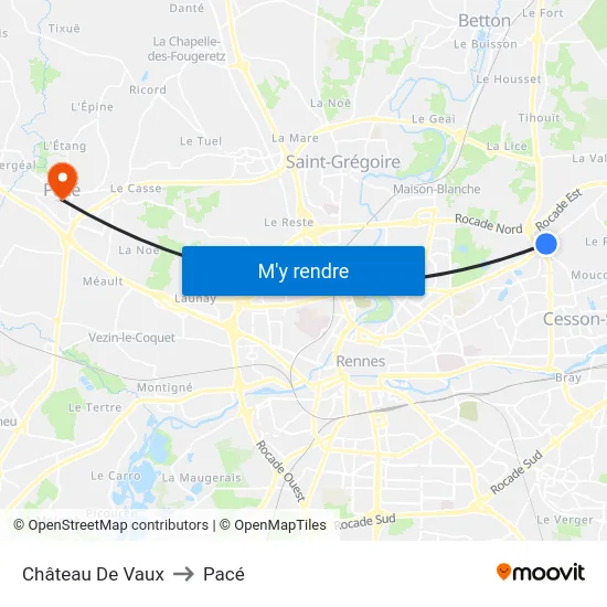 Château De Vaux to Pacé map