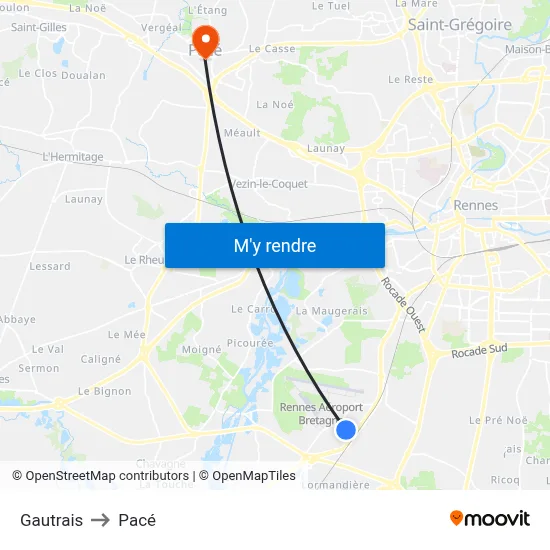 Gautrais to Pacé map