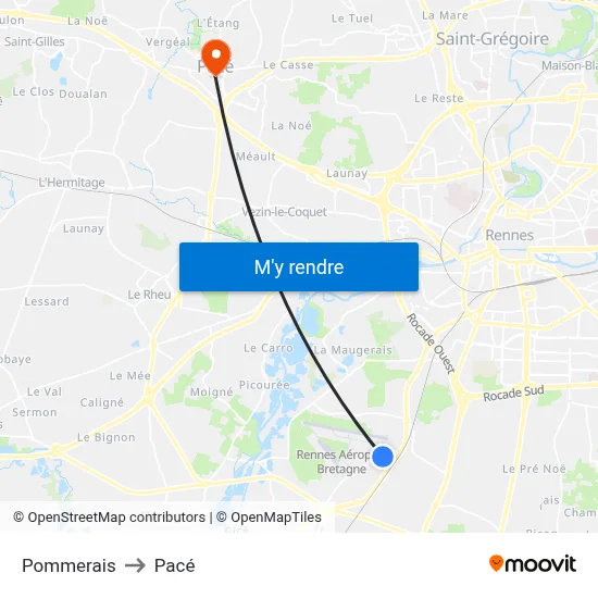 Pommerais to Pacé map
