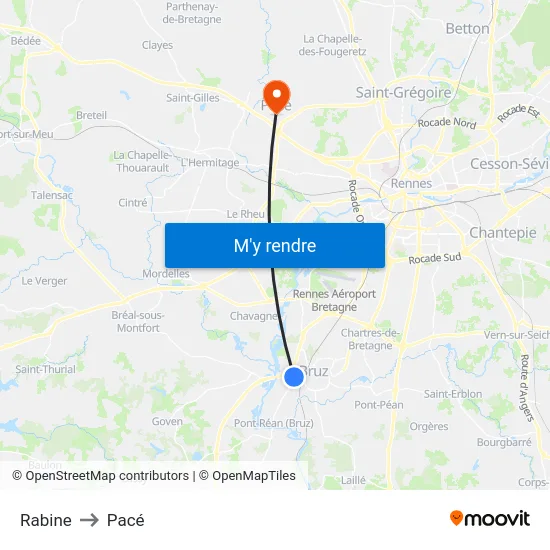 Rabine to Pacé map