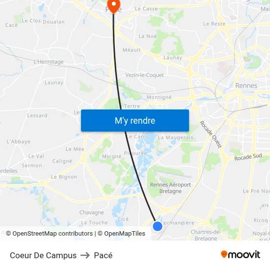 Coeur De Campus to Pacé map