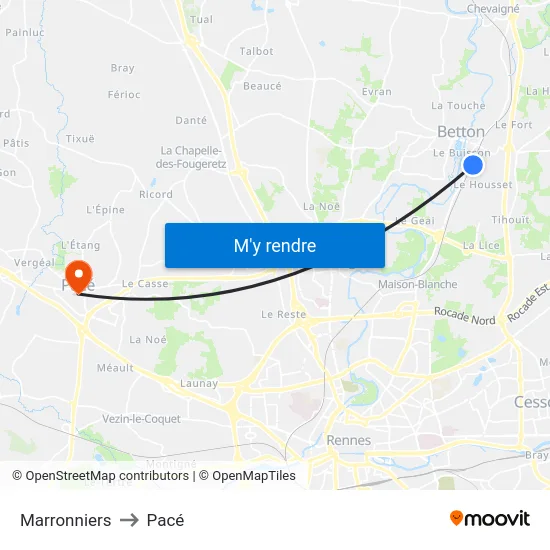 Marronniers to Pacé map