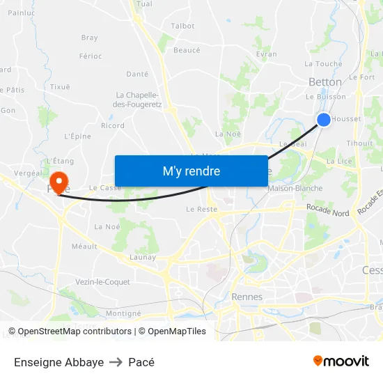 Enseigne Abbaye to Pacé map