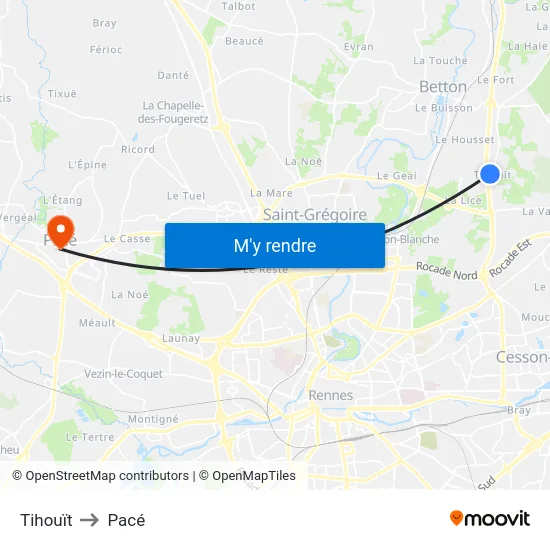 Tihouït to Pacé map