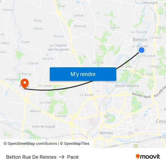 Betton Rue De Rennes to Pacé map