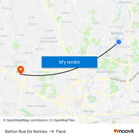 Betton Rue De Rennes to Pacé map