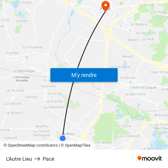 L'Autre Lieu to Pacé map