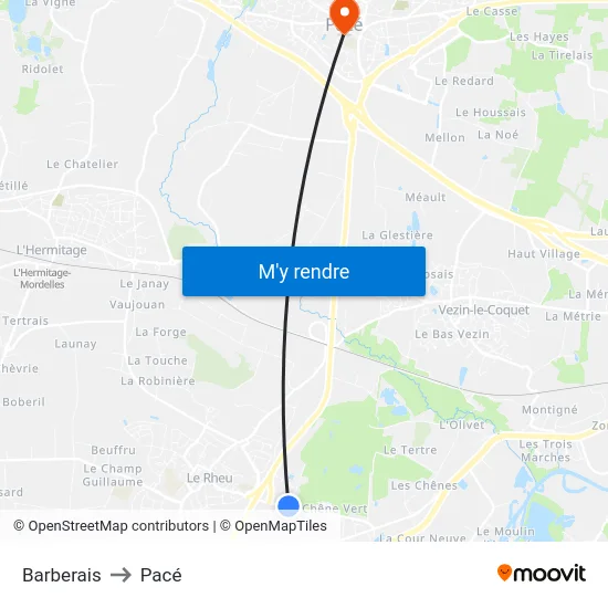 Barberais to Pacé map