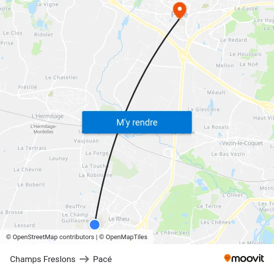 Champs Freslons to Pacé map