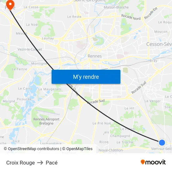 Croix Rouge to Pacé map