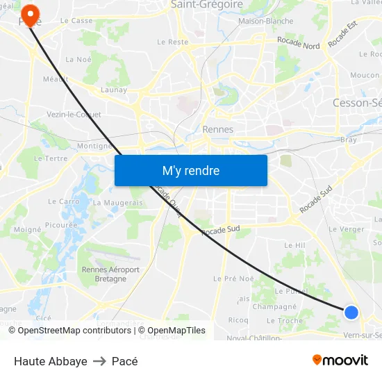 Haute Abbaye to Pacé map