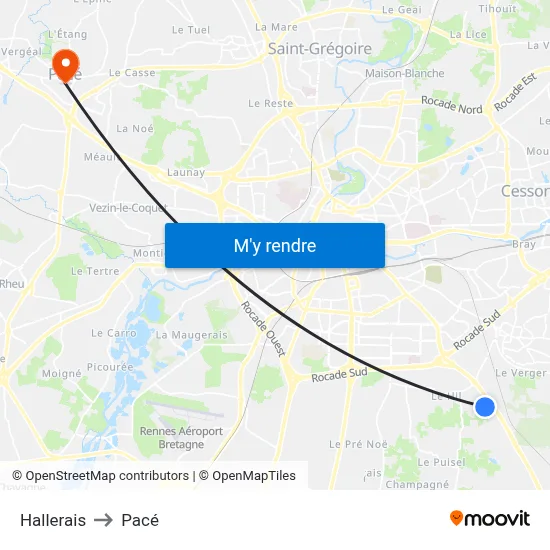 Hallerais to Pacé map