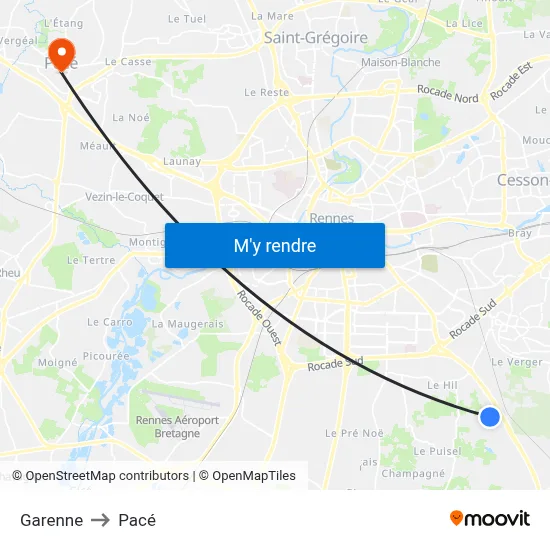 Garenne to Pacé map