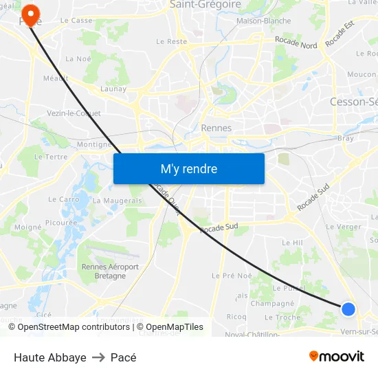 Haute Abbaye to Pacé map