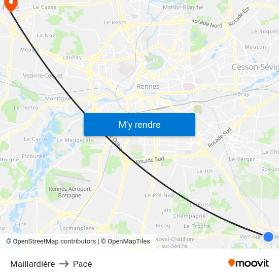 Maillardière to Pacé map