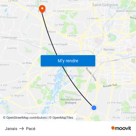 Janais to Pacé map