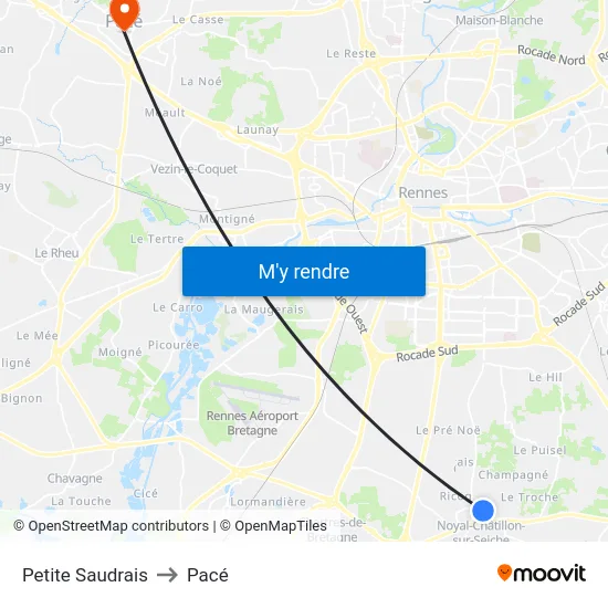 Petite Saudrais to Pacé map