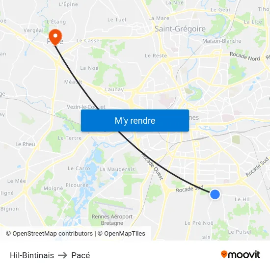 Hil-Bintinais to Pacé map