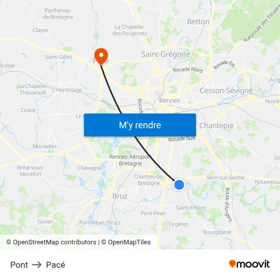 Pont to Pacé map