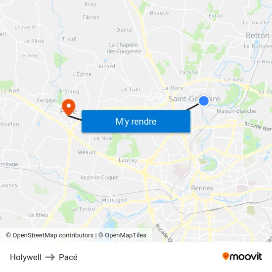 Holywell to Pacé map