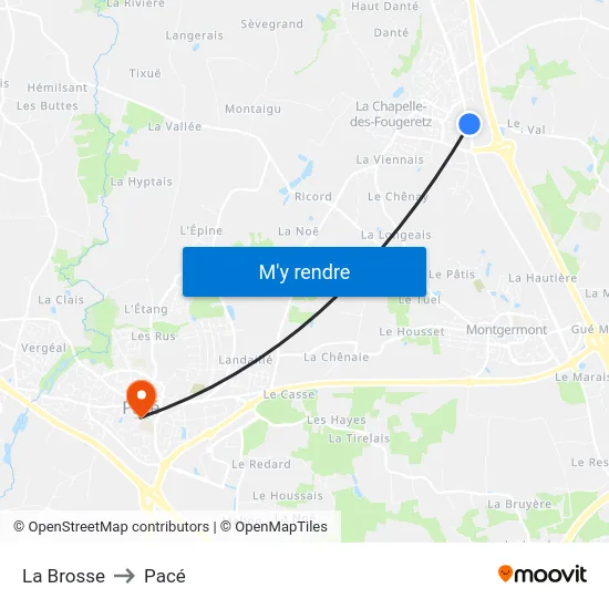 La Brosse to Pacé map