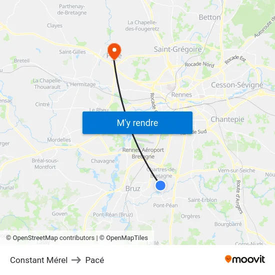 Constant Mérel to Pacé map