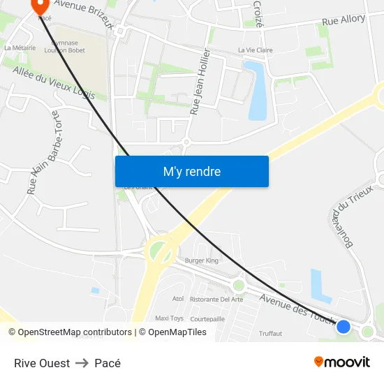 Rive Ouest to Pacé map