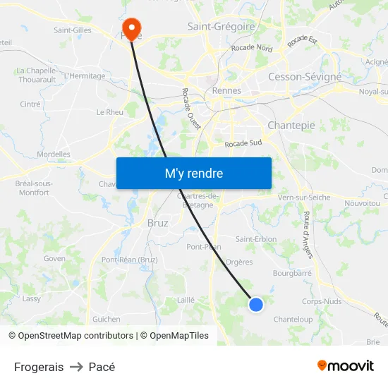 Frogerais to Pacé map