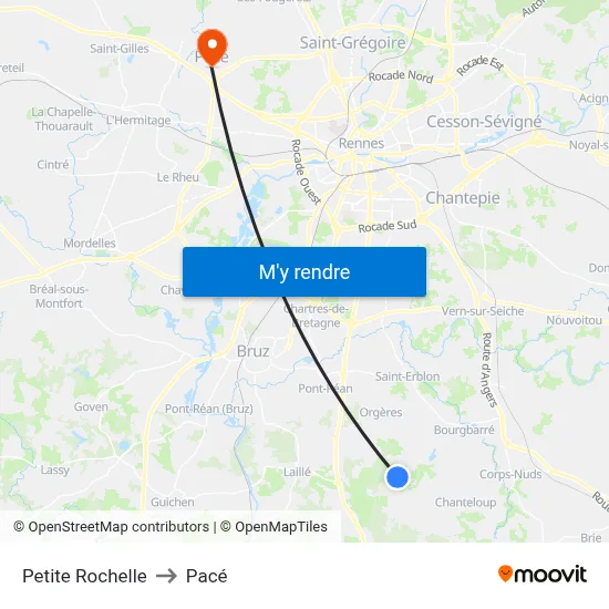 Petite Rochelle to Pacé map