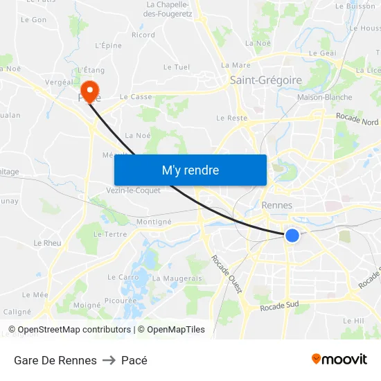 Gare De Rennes to Pacé map
