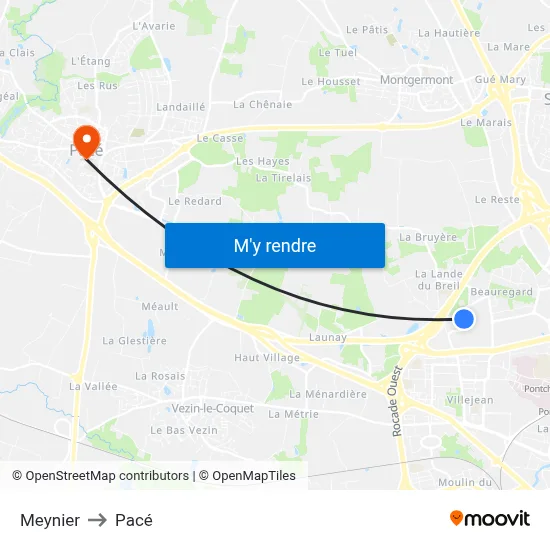 Meynier to Pacé map